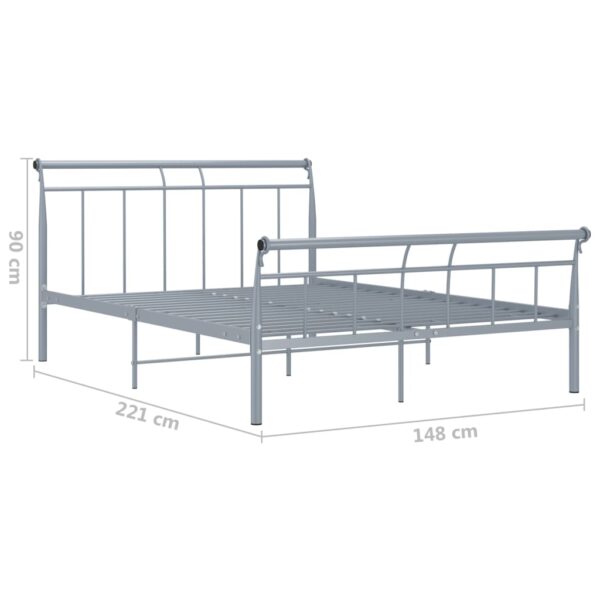 Estrutura de cama metal 140x200 cm cinzento - Image 6