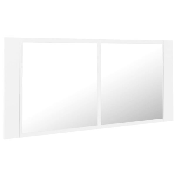 Armário espelhado casa de banho LED 100x12x45cm acrílico branco - Image 2