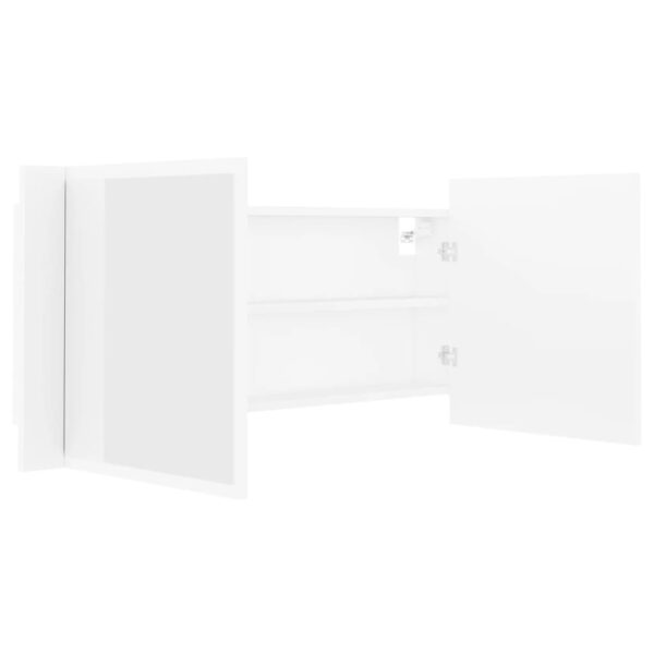 Armário espelhado casa de banho LED 100x12x45cm acrílico branco - Image 4