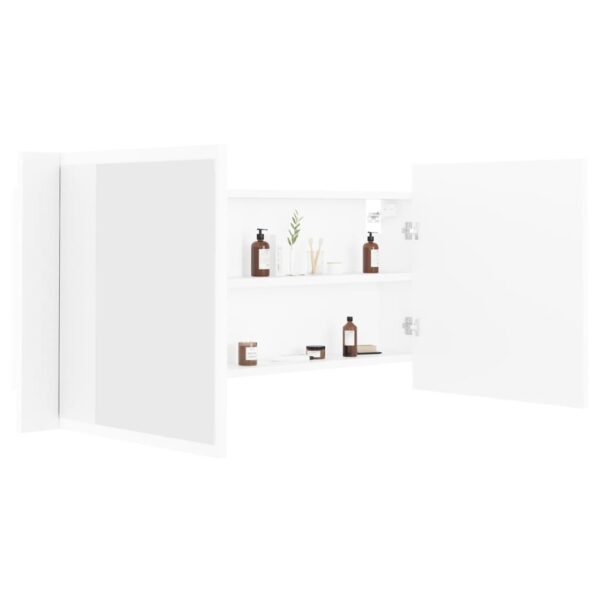 Armário espelhado casa de banho LED 100x12x45cm acrílico branco - Image 5