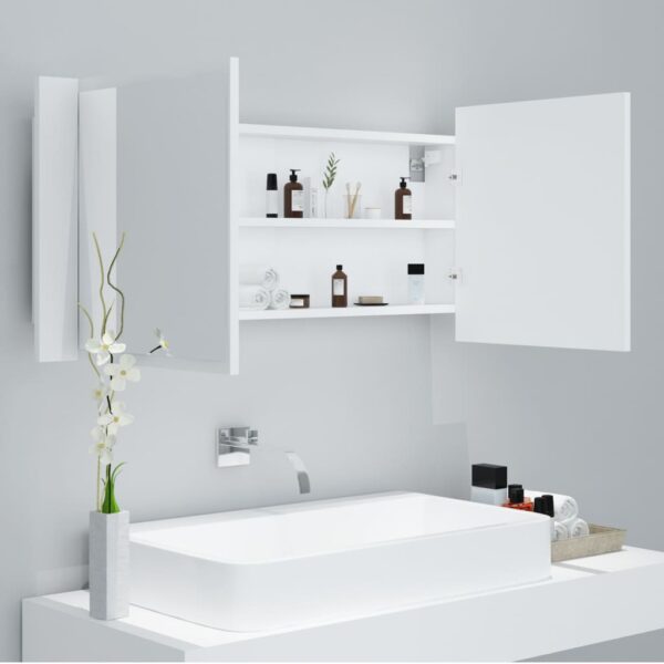 Armário espelhado casa de banho LED 100x12x45cm acrílico branco - Image 7
