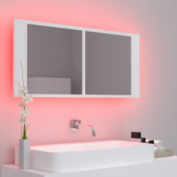 Armário espelhado casa de banho LED 100x12x45cm acrílico branco - Image 10