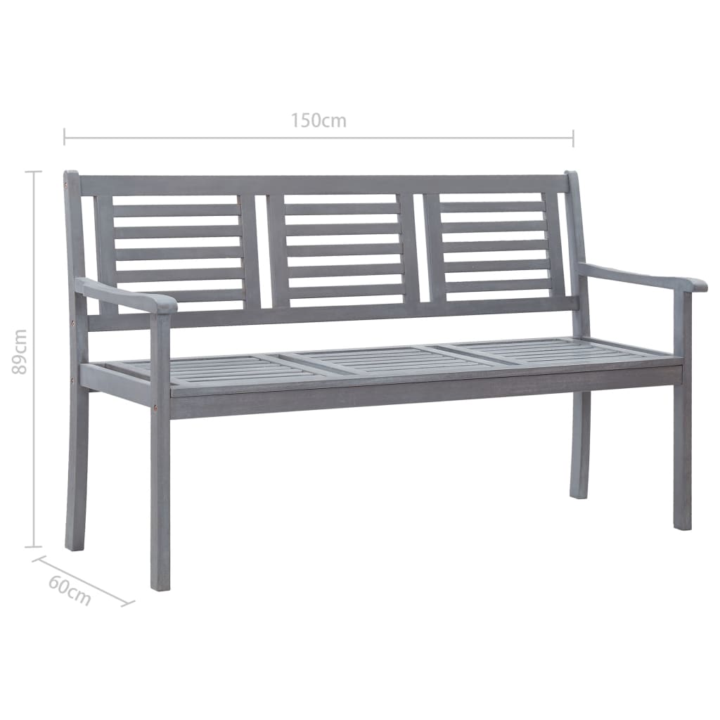 Banco de jardim 3 lugares c/ almofadão 150 cm eucalipto cinza - Image 9