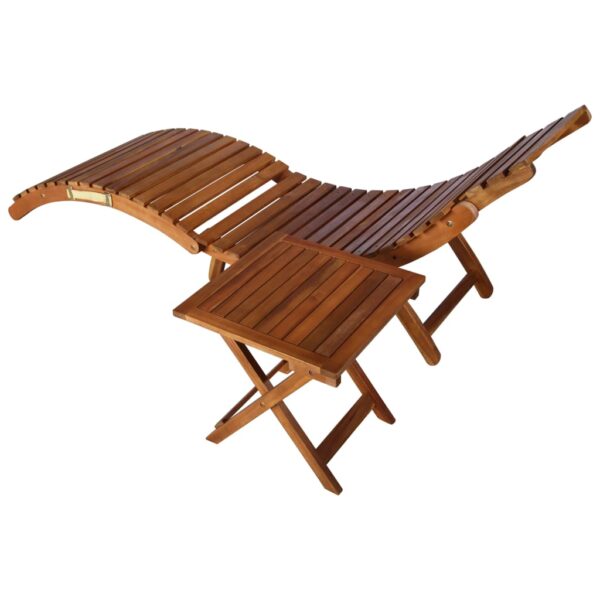 Espreguiçadeira de jardim com mesa e almofadão acácia maciça - Image 2