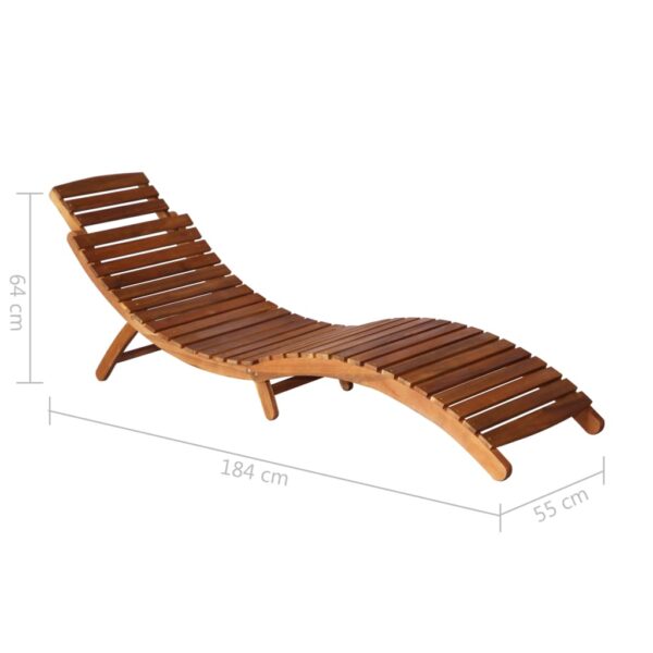 Espreguiçadeira de jardim com mesa e almofadão acácia maciça - Image 7