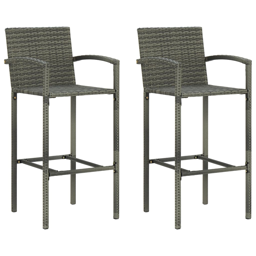 3 pcs conjunto de bar para jardim cinzento - Image 4