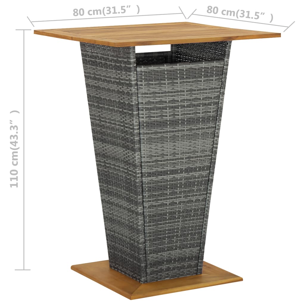 3 pcs conjunto de bar para jardim cinzento - Image 6