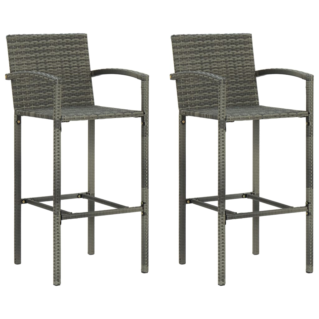 3 pcs conjunto de bar para jardim cinzento - Image 2