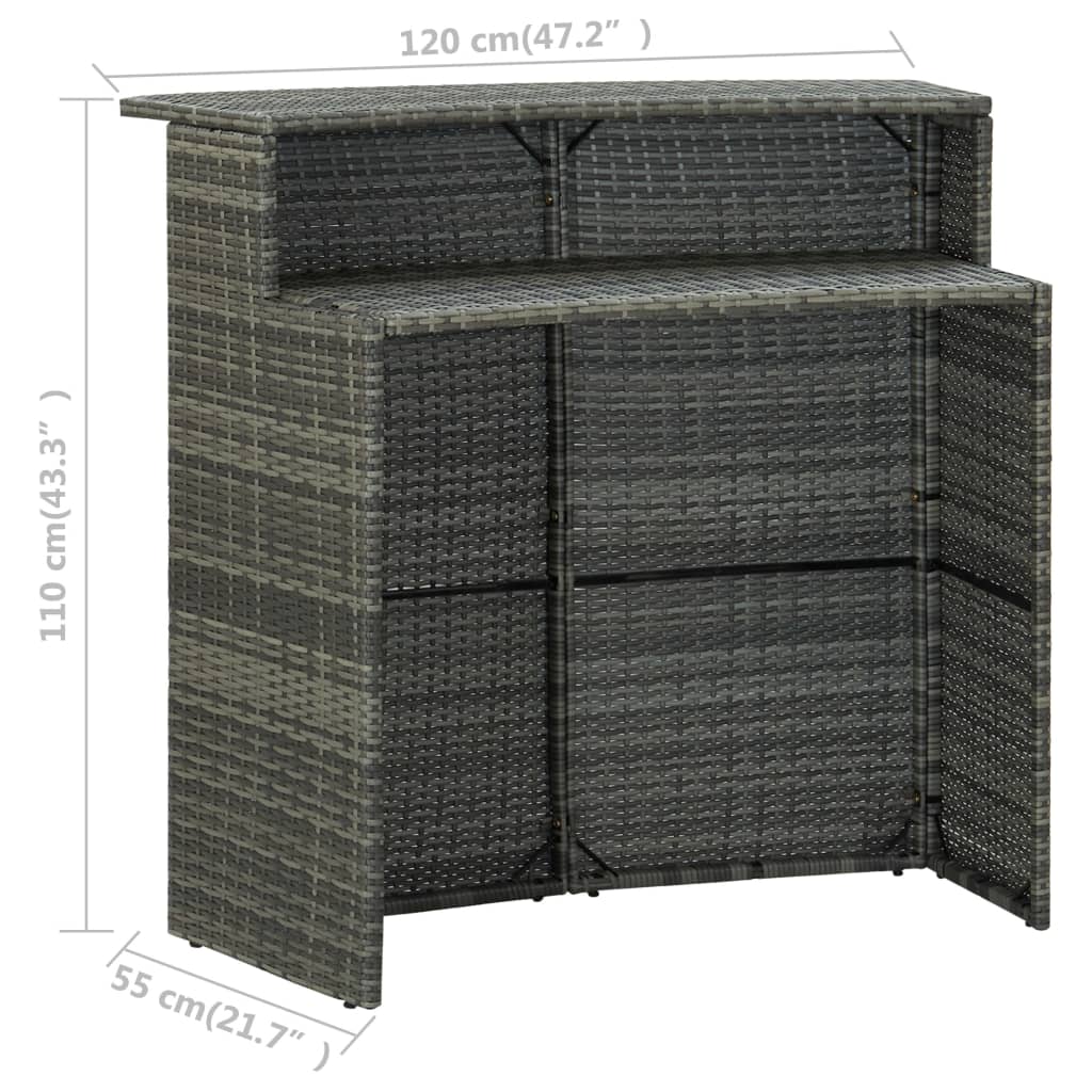 3 pcs conjunto de bar para jardim cinzento - Image 7
