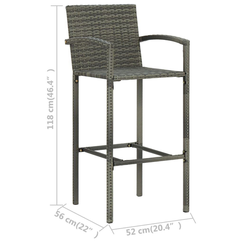 3 pcs conjunto de bar para jardim cinzento - Image 8