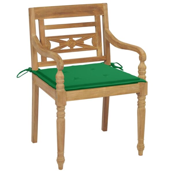 Cadeiras Batávia c/ almofadões verde 2 pcs teca maciça - Image 2
