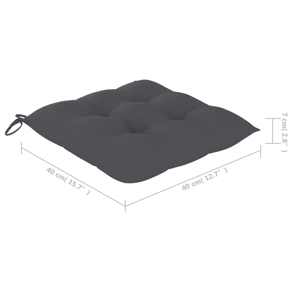 Cadeiras de jardim c/ almofadões antracite 2 pcs teca maciça - Image 12