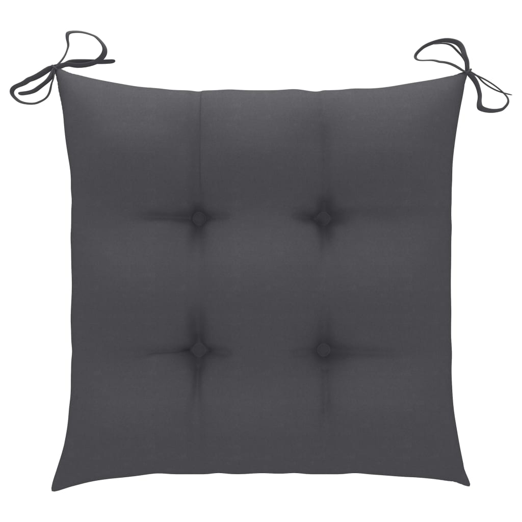 Cadeiras de jardim c/ almofadões antracite 2 pcs teca maciça - Image 9