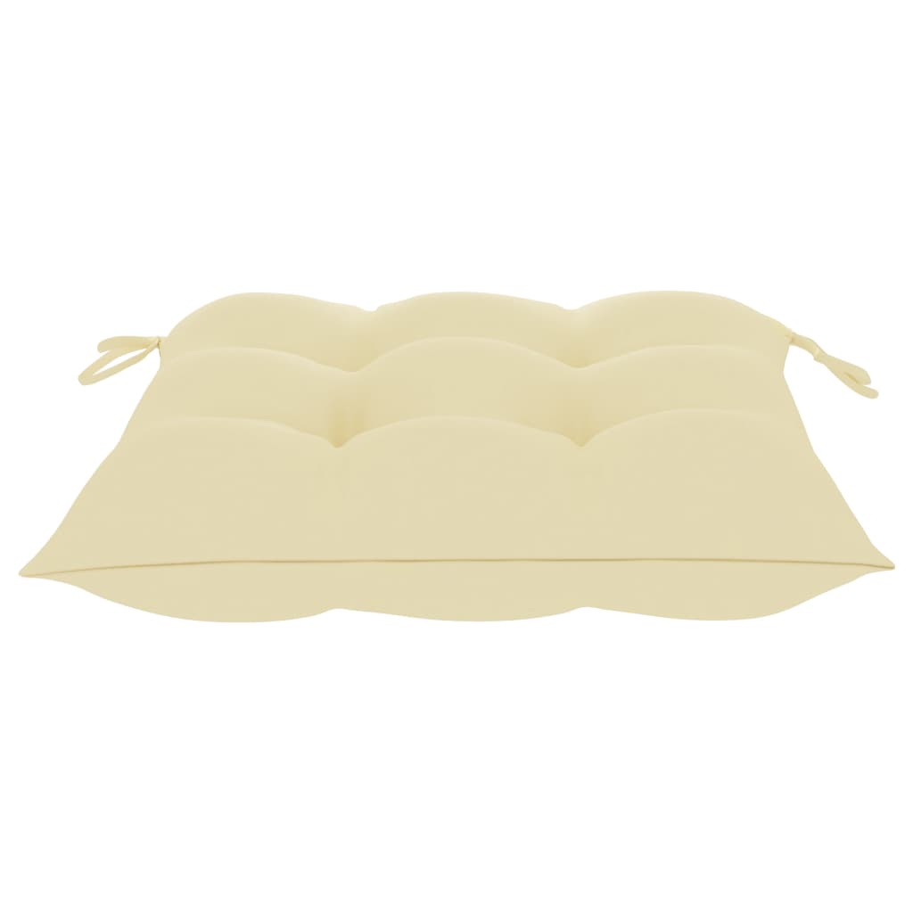 Cadeiras de jardim c/ almofadões branco creme 2 pcs teca maciça - Image 9