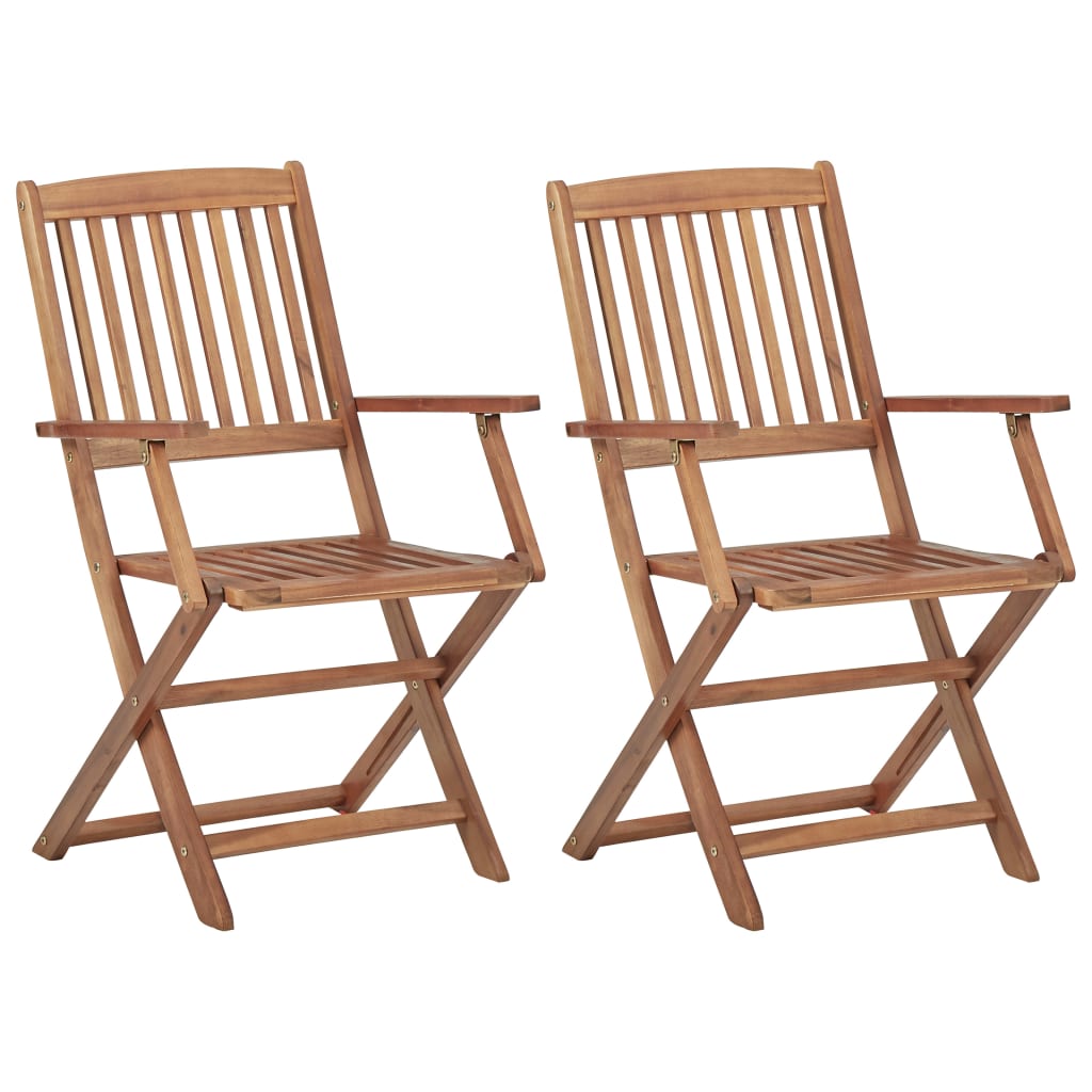 Cadeiras de jardim dobráveis c/ almofadões 2 pcs acácia maciça - Image 3