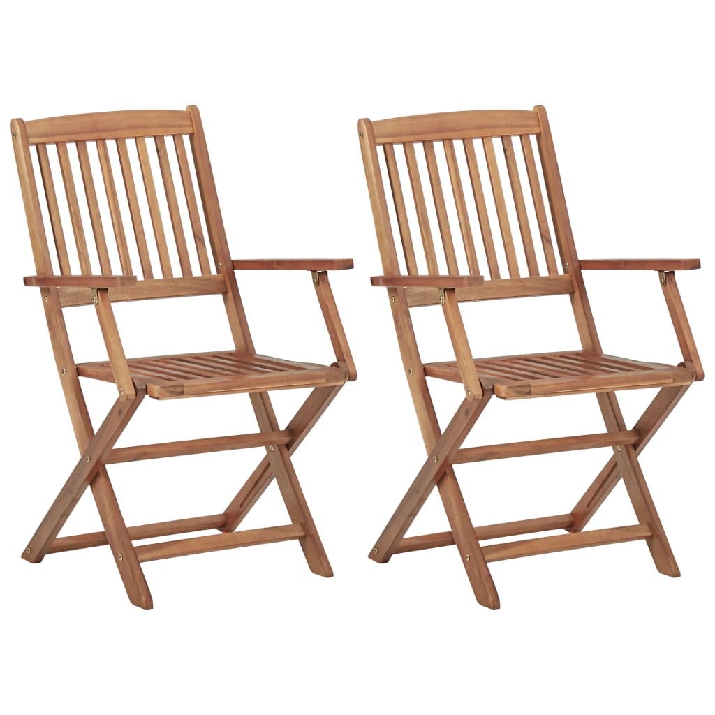 Cadeiras de jardim dobráveis c/ almofadões 2 pcs acácia maciça - Image 2