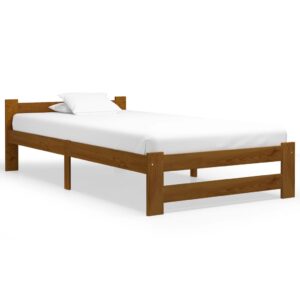 Estrutura de cama 90x200 cm madeira pinho maciço castanho mel