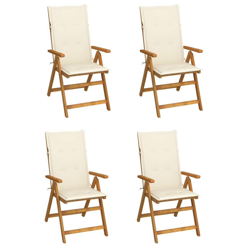 Cadeiras jardim reclináveis c/ almofadões 4 pcs acácia maciça