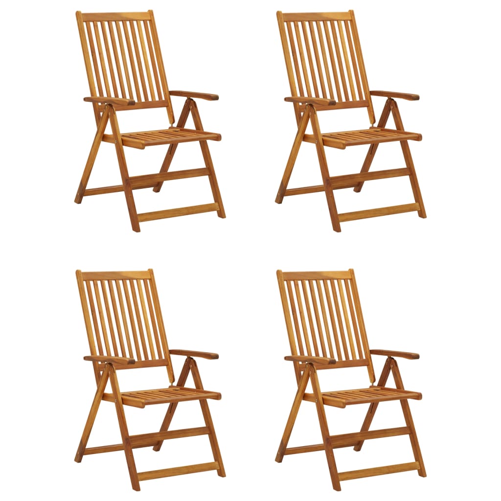 Cadeiras jardim reclináveis c/ almofadões 4 pcs acácia maciça - Image 2