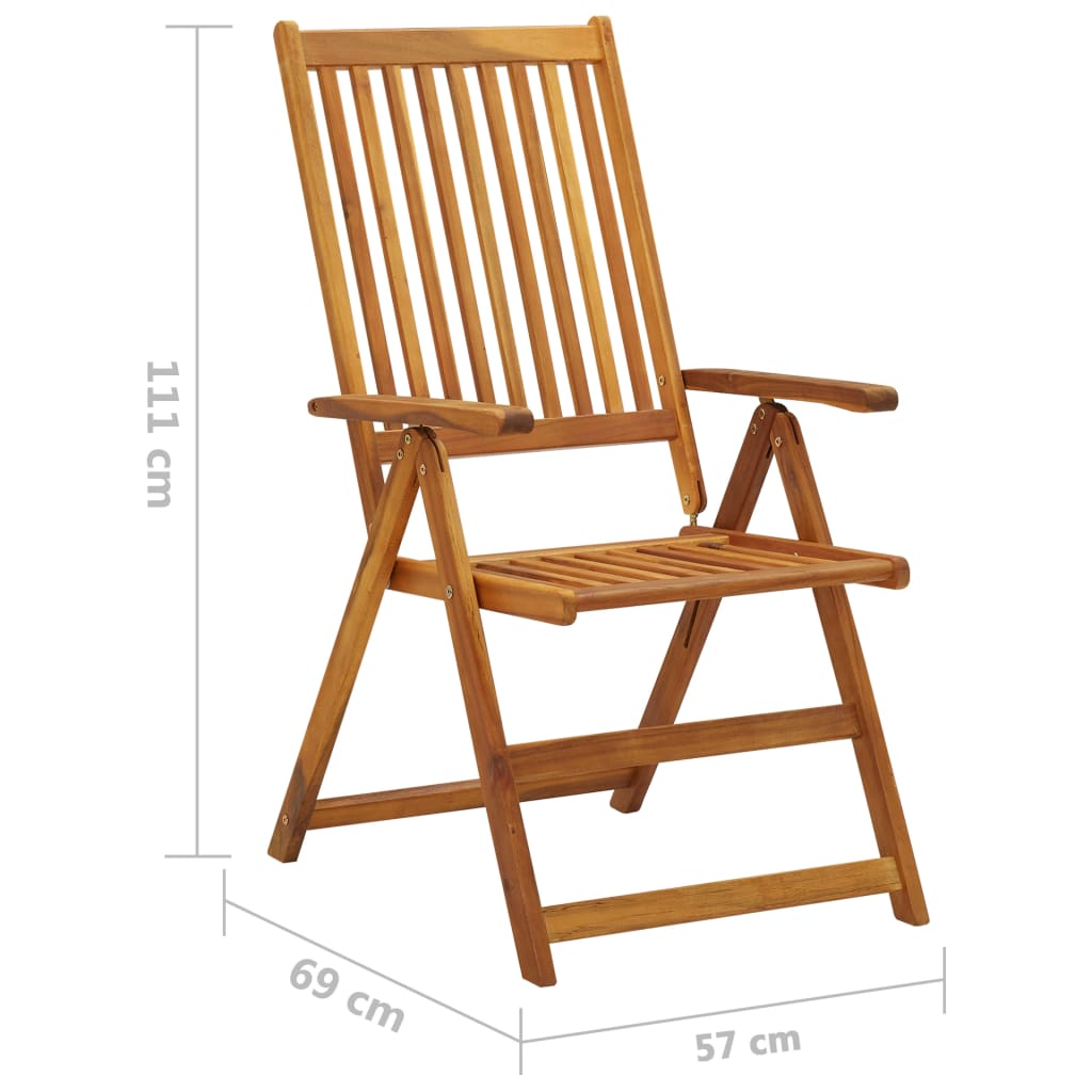 Cadeiras jardim reclináveis c/ almofadões 4 pcs acácia maciça - Image 10