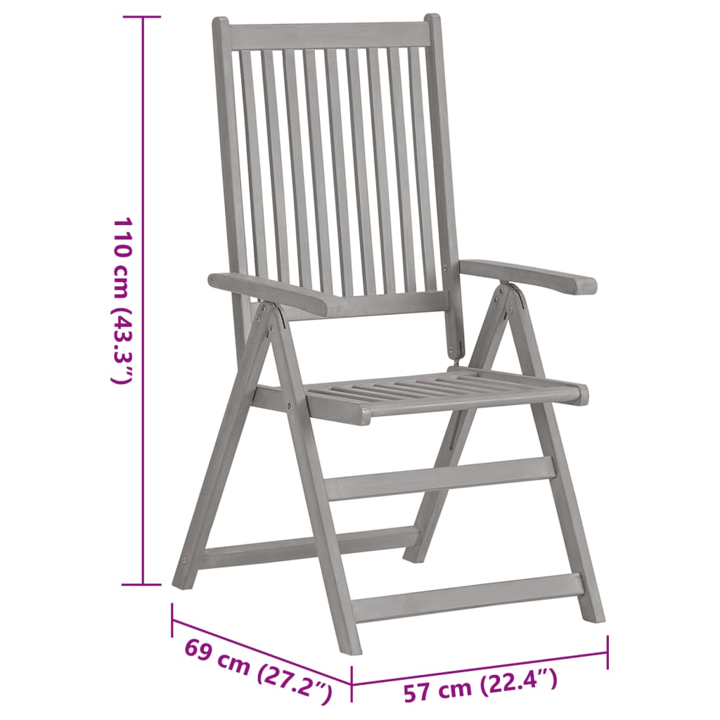 Cadeiras jardim reclináveis c/ almofadões 4 pcs acácia maciça - Image 10