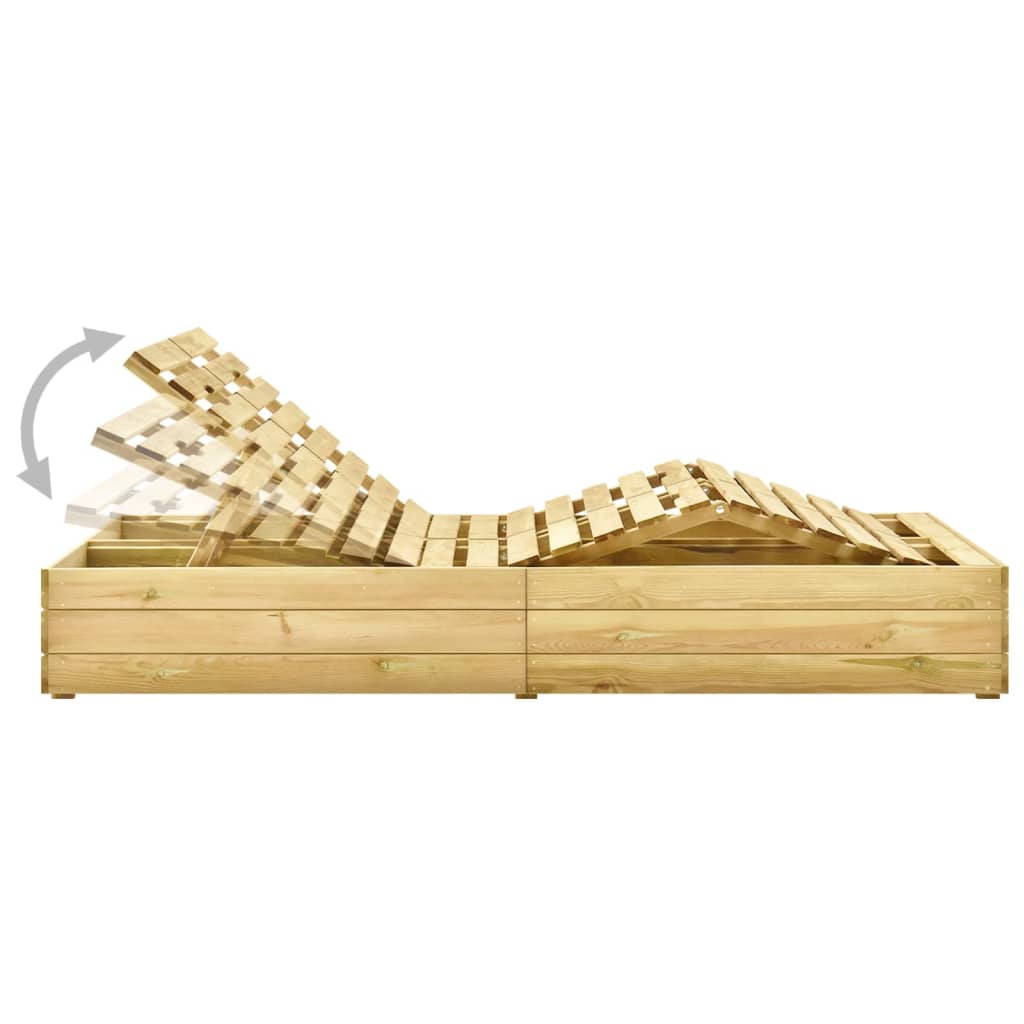 Espreguiçadeira dupla c/ almofadões verdes pinho impregnado - Image 3