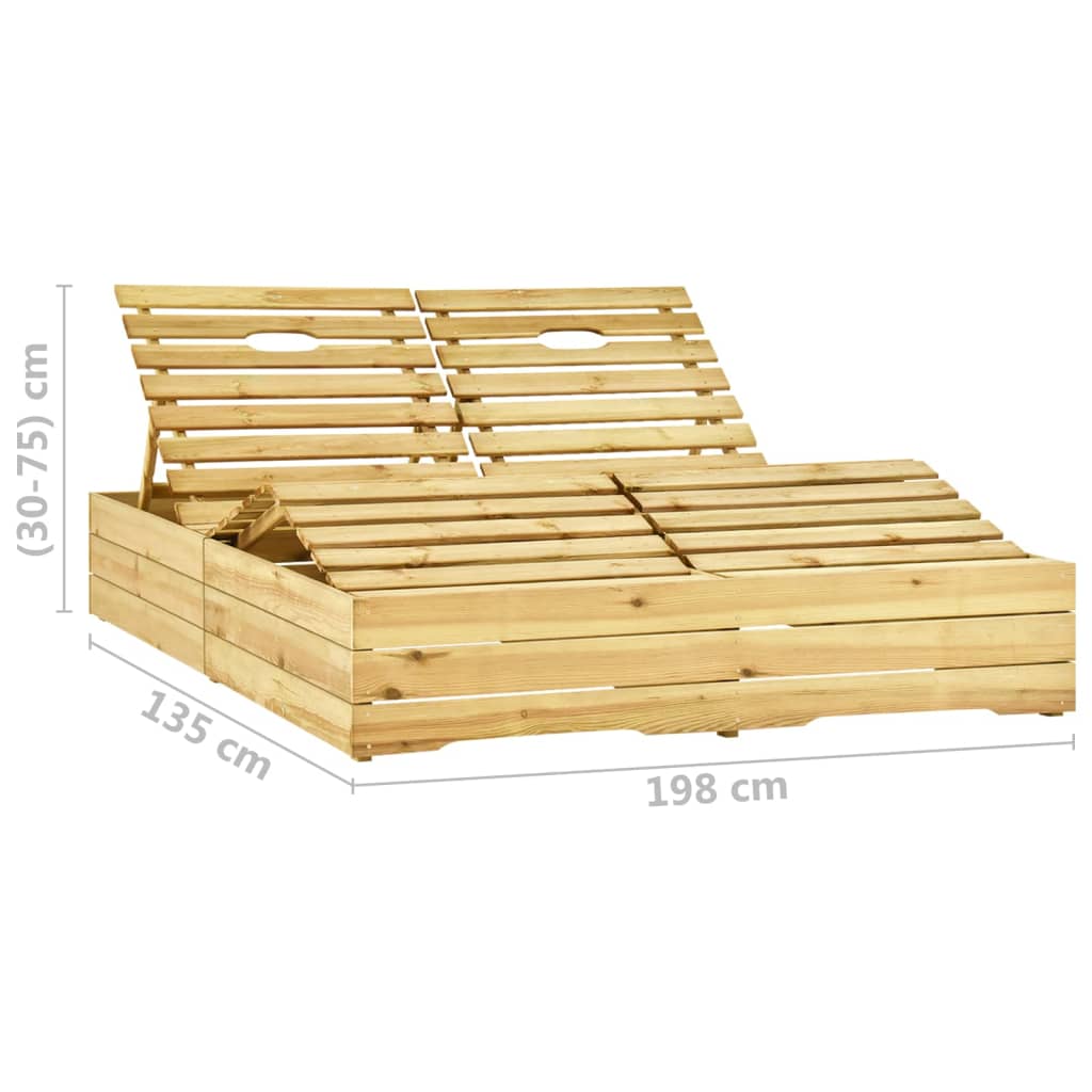 Espreguiçadeira dupla c/ almofadões verdes pinho impregnado - Image 8