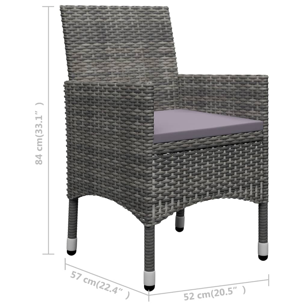 3 pcs conjunto de jantar para jardim cinzento - Image 12