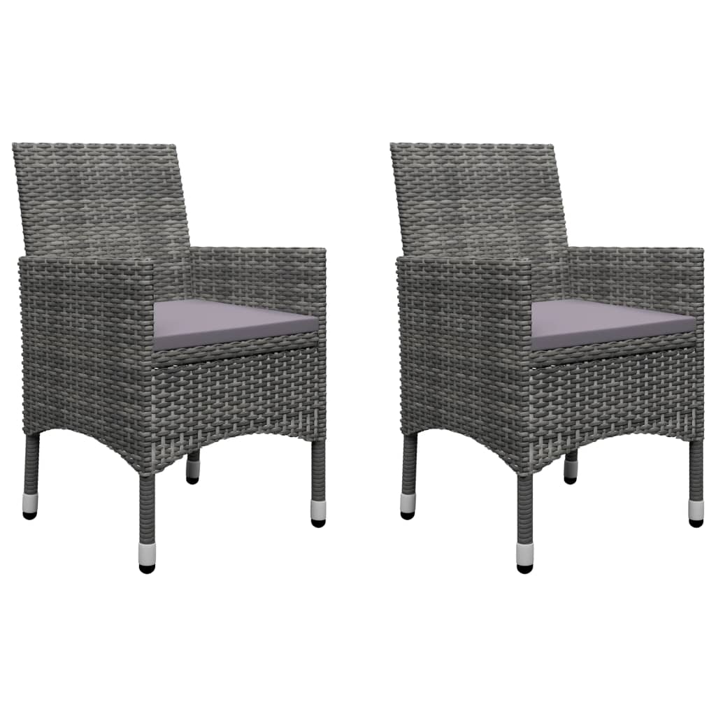 3 pcs conjunto de jantar para jardim cinzento - Image 5