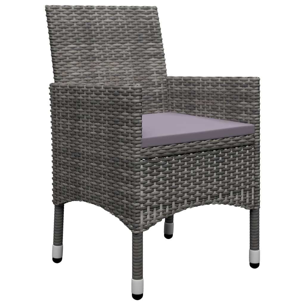 3 pcs conjunto de jantar para jardim cinzento - Image 6