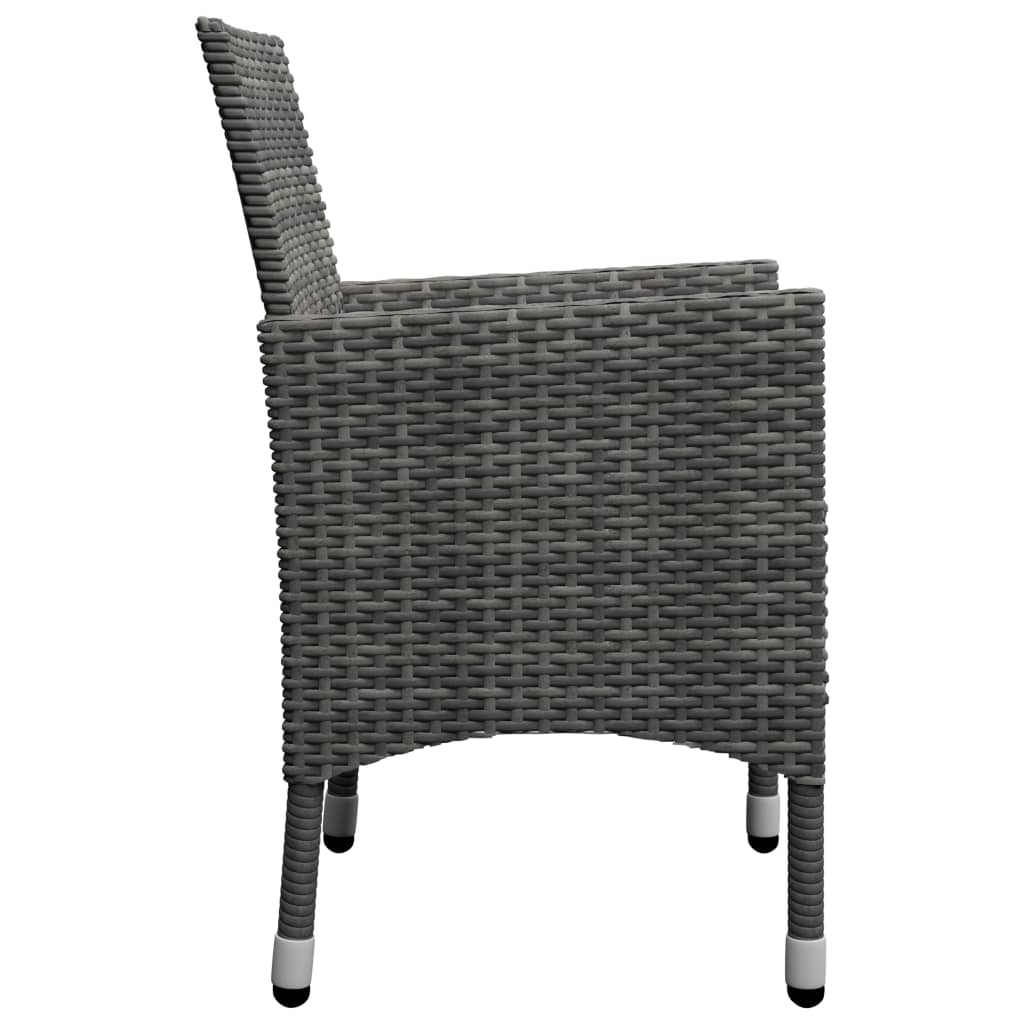 3 pcs conjunto de jantar para jardim cinzento - Image 8
