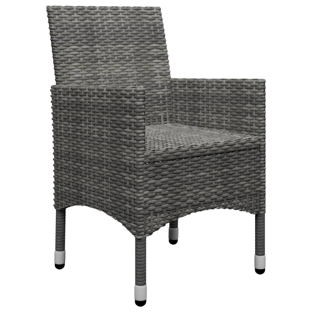 3 pcs conjunto de jantar para jardim cinzento - Image 9
