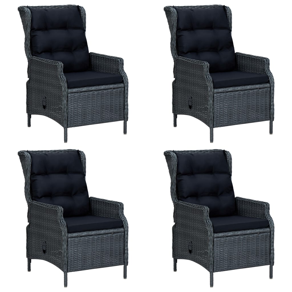 5 pcs conjunto de jantar para jardim cinzento-escuro - Image 5