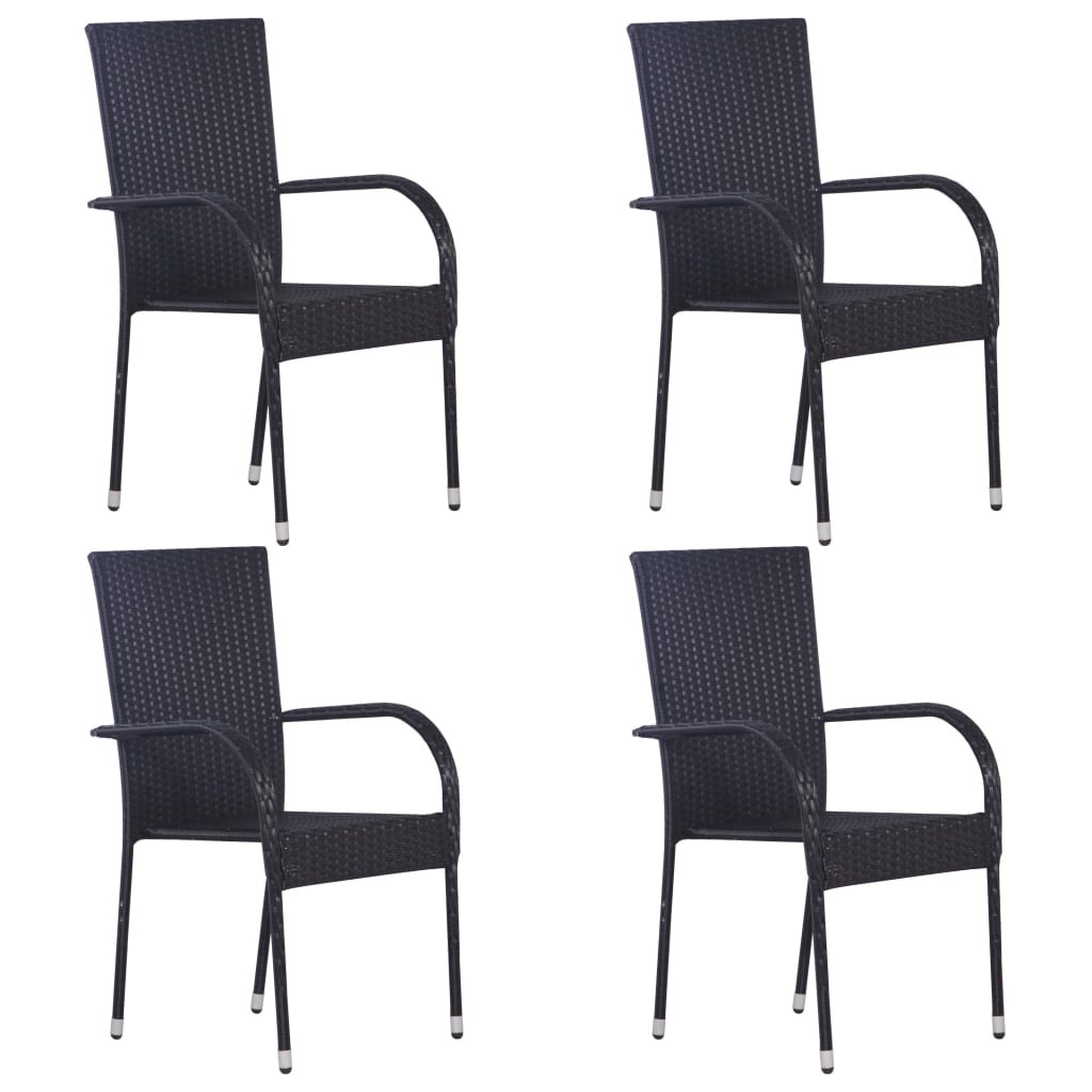 5 pcs conjunto de jantar para jardim preto - Image 2