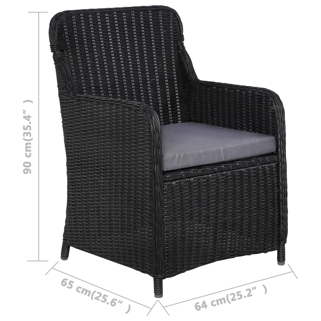 7 pcs conjunto de jantar para jardim preto - Image 11