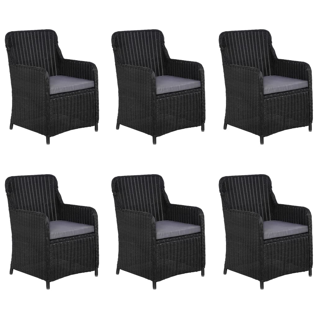 7 pcs conjunto de jantar para jardim preto - Image 5