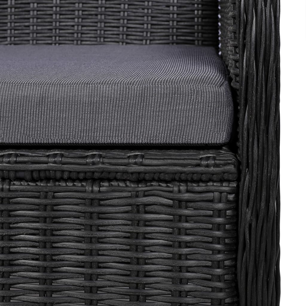 7 pcs conjunto de jantar para jardim preto - Image 10