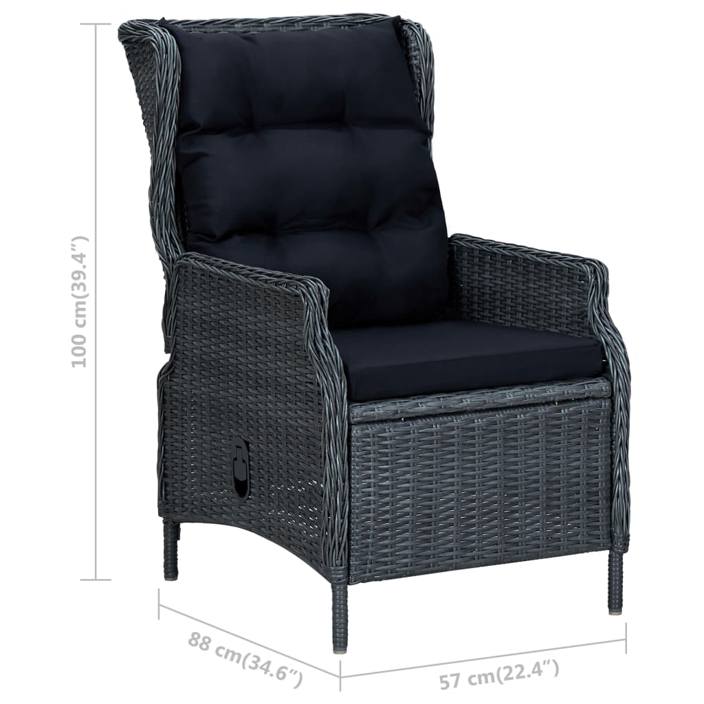 7 pcs conjunto de jantar para jardim cinzento-escuro - Image 11