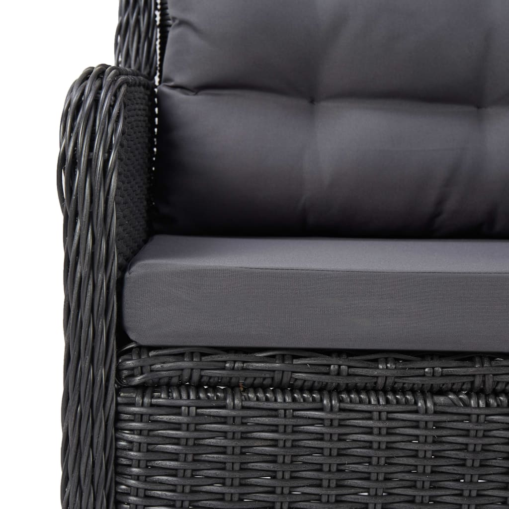 7 pcs conjunto de jantar para jardim preto - Image 11
