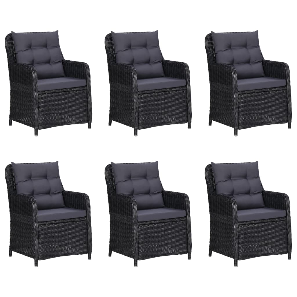 7 pcs conjunto de jantar para jardim preto - Image 5