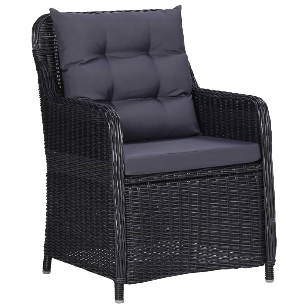 7 pcs conjunto de jantar para jardim preto - Image 6