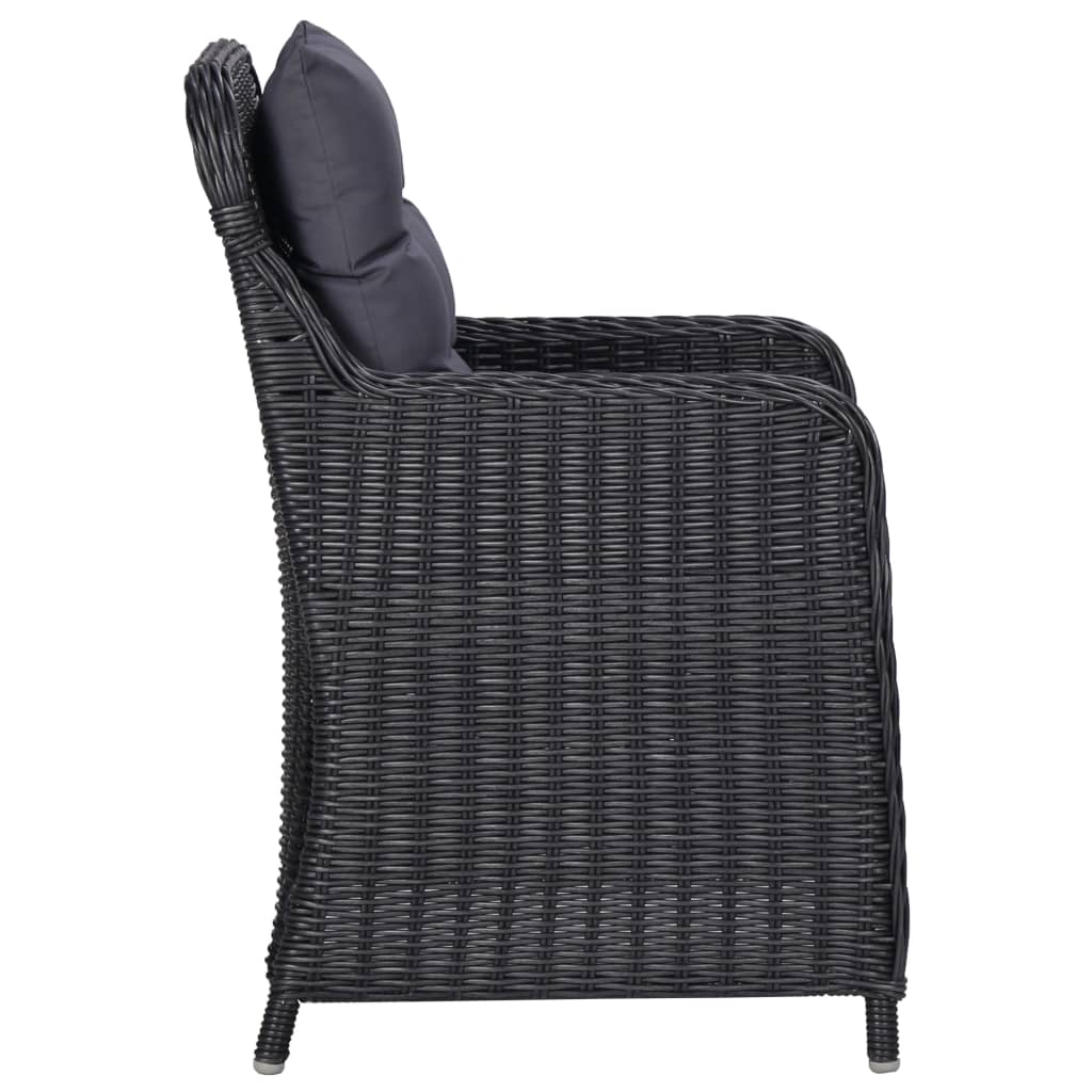 7 pcs conjunto de jantar para jardim preto - Image 8
