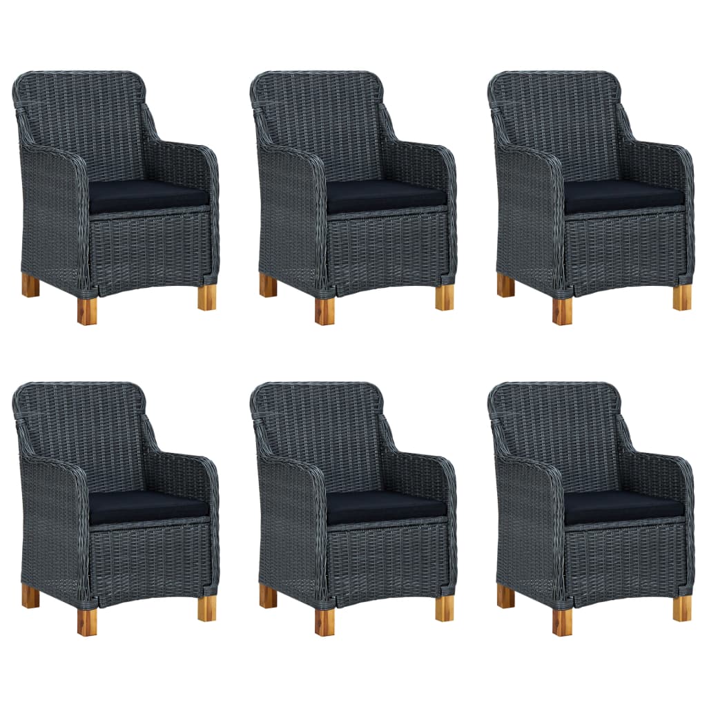 7 pcs conjunto de jantar para jardim cinzento-escuro - Image 2
