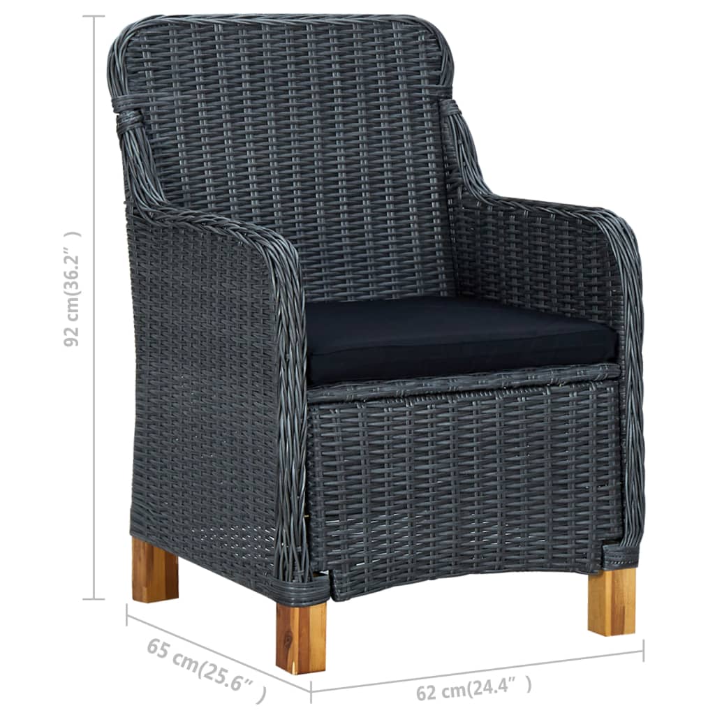 7 pcs conjunto de jantar para jardim cinzento-escuro - Image 12