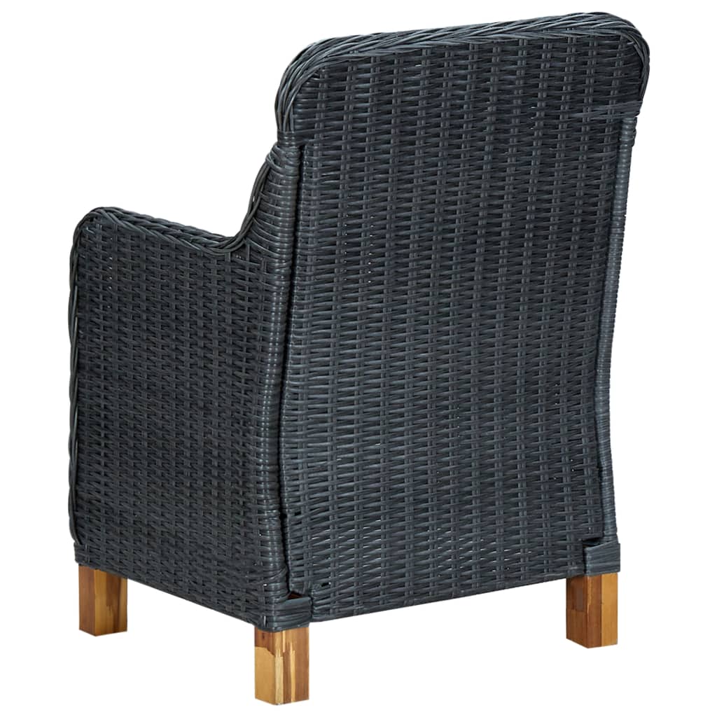 7 pcs conjunto de jantar para jardim cinzento-escuro - Image 7