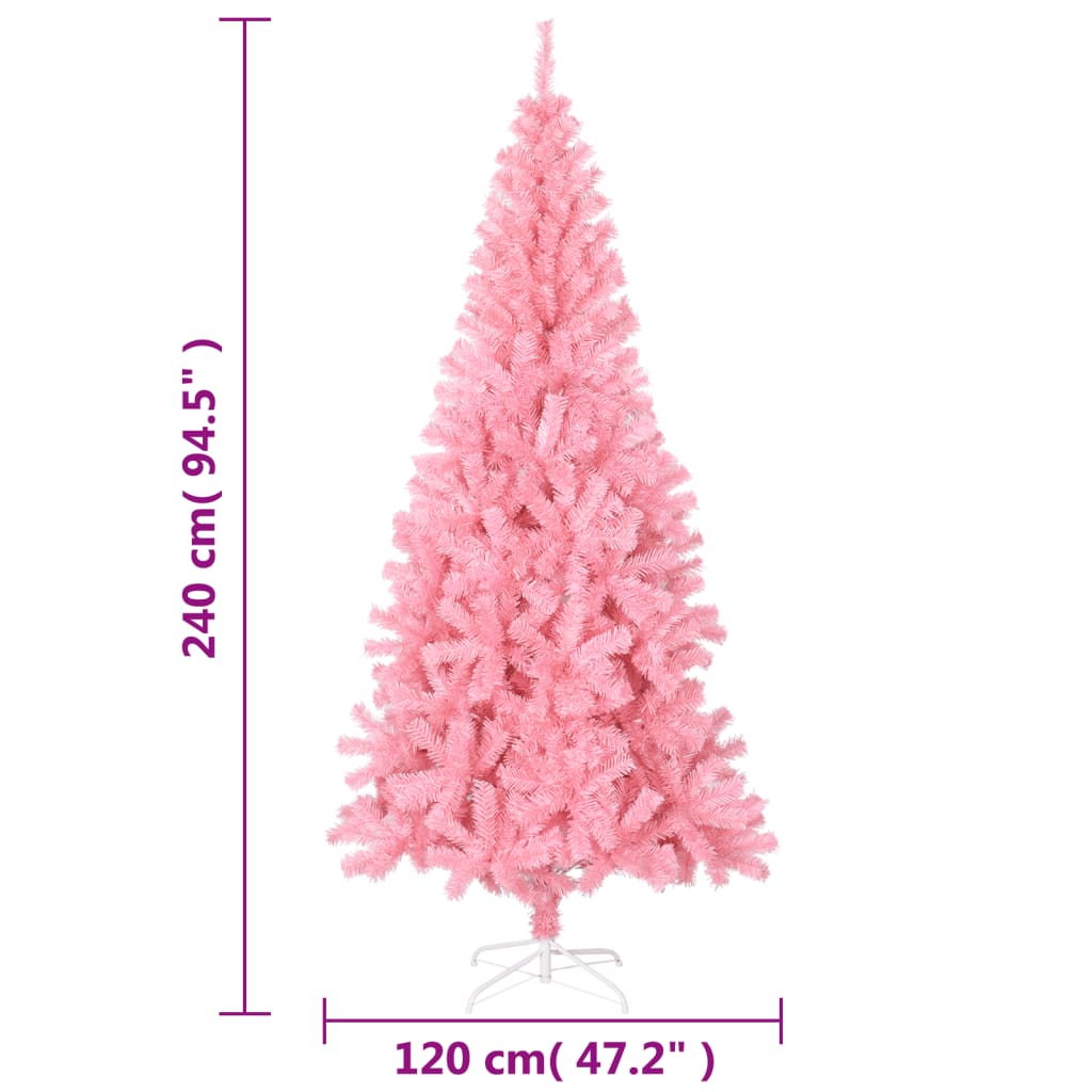 Árvore de Natal artificial com suporte 240 cm PVC rosa - Image 6