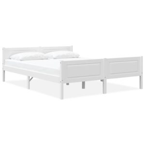 Estrutura de cama em pinho maciço 160x200 cm branco