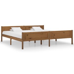Estrutura de cama 200x200 cm pinho maciço castanho mel