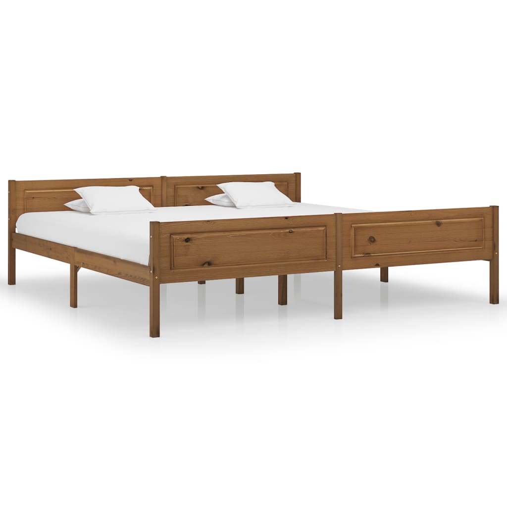 Estrutura de cama 200x200 cm pinho maciço castanho mel