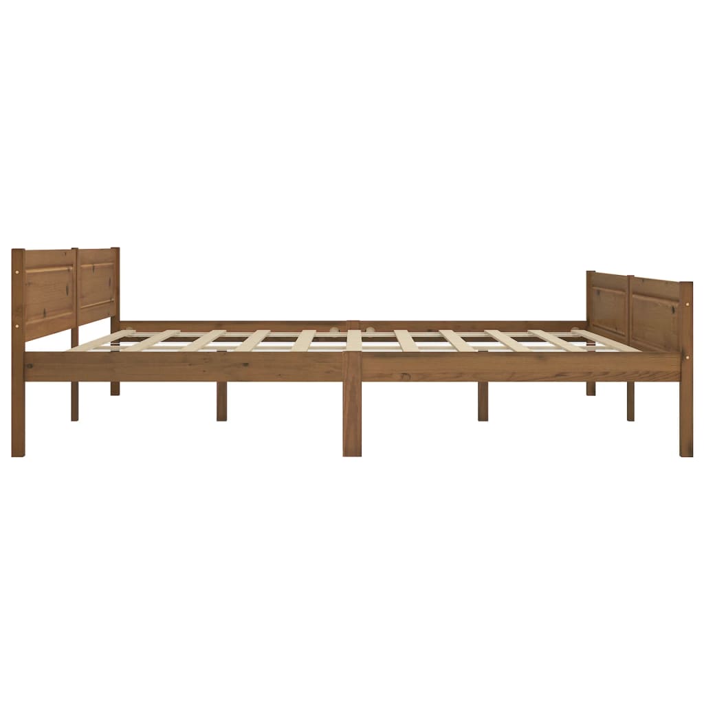 Estrutura de cama 200x200 cm pinho maciço castanho mel - Image 3